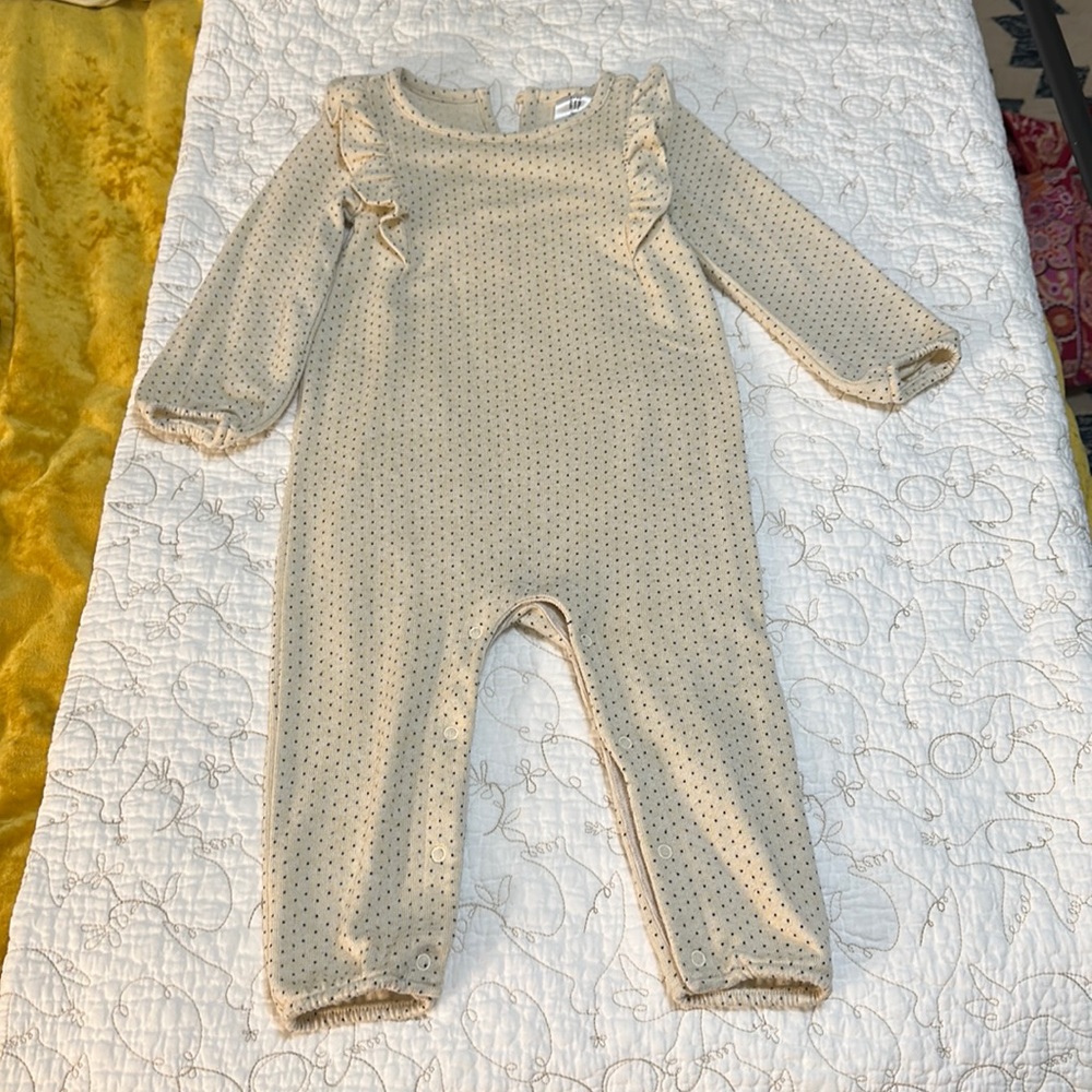 Gap knit romper (beige with black polka dots)